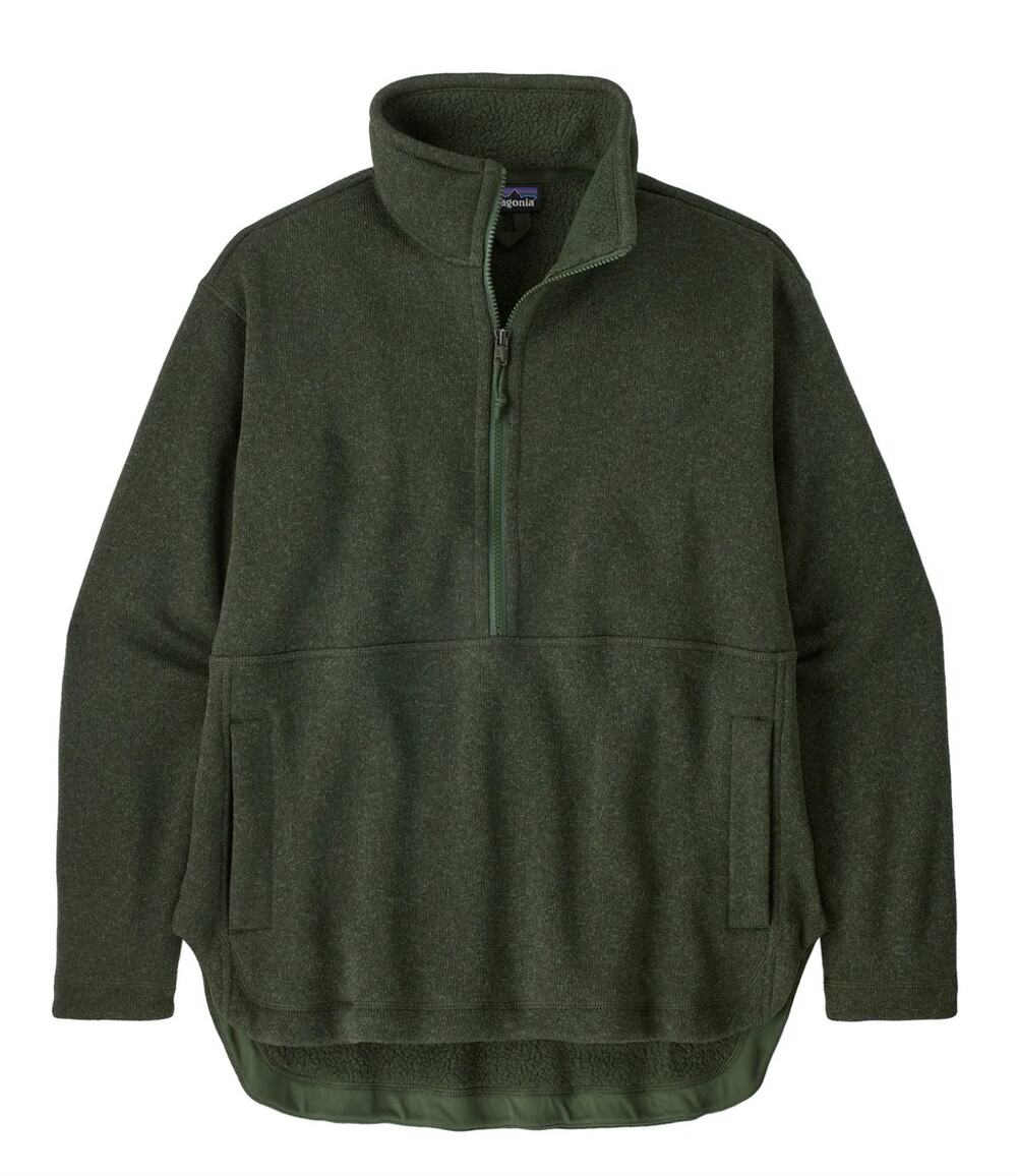 PATAGONIA Women's Better Sweater Oversized Pullover LARGE Dark Green Half Zip